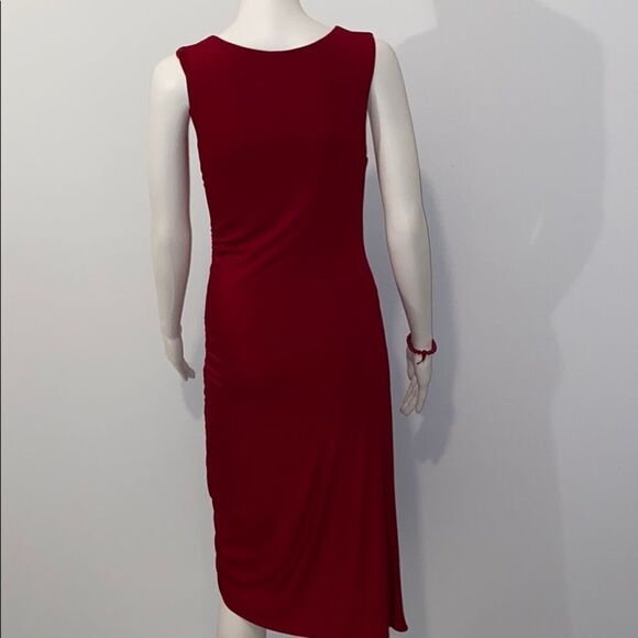 BCBGMaxAzria Burgundy Fitted Midi Slip Dress - Picture 6 of 15